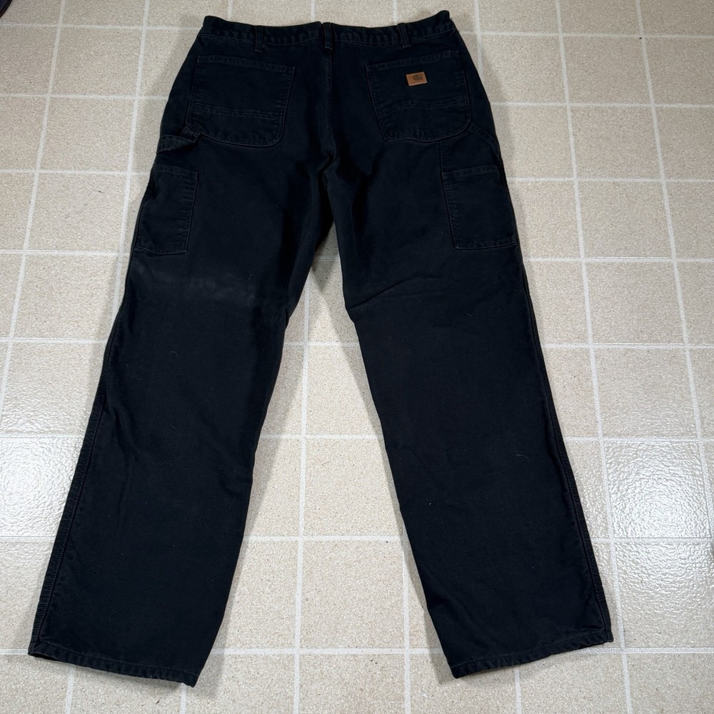 Carhartt B111 BLK Flannel Lined Work Pants Men's 36x32 Carpenter Black Workwear